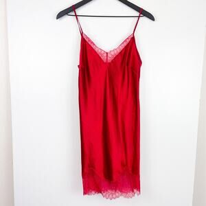 Victoria’s Secret Size S Lace Trim Half Slip Sleep Dress Red Polyester